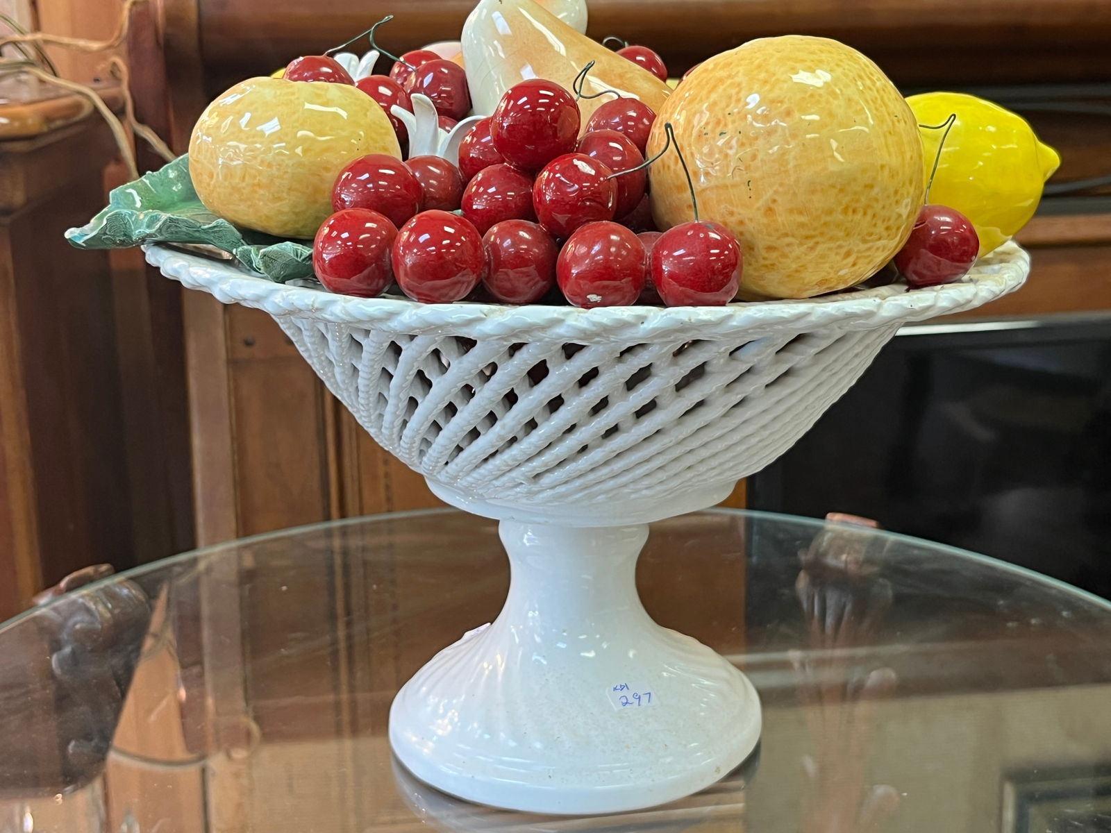 Large Vintage Ceramic Fruit Basket-Italy (1 of 3)