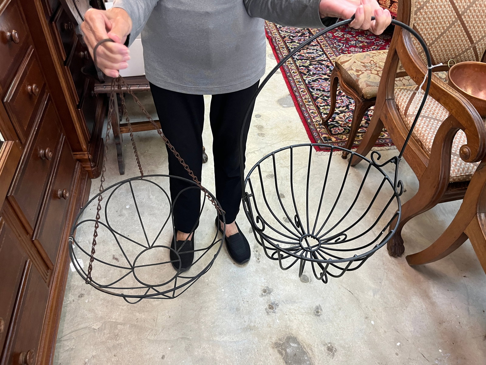 2-Blk. Metal Fern Baskets: 2-Blk. Metal Fern Baskets