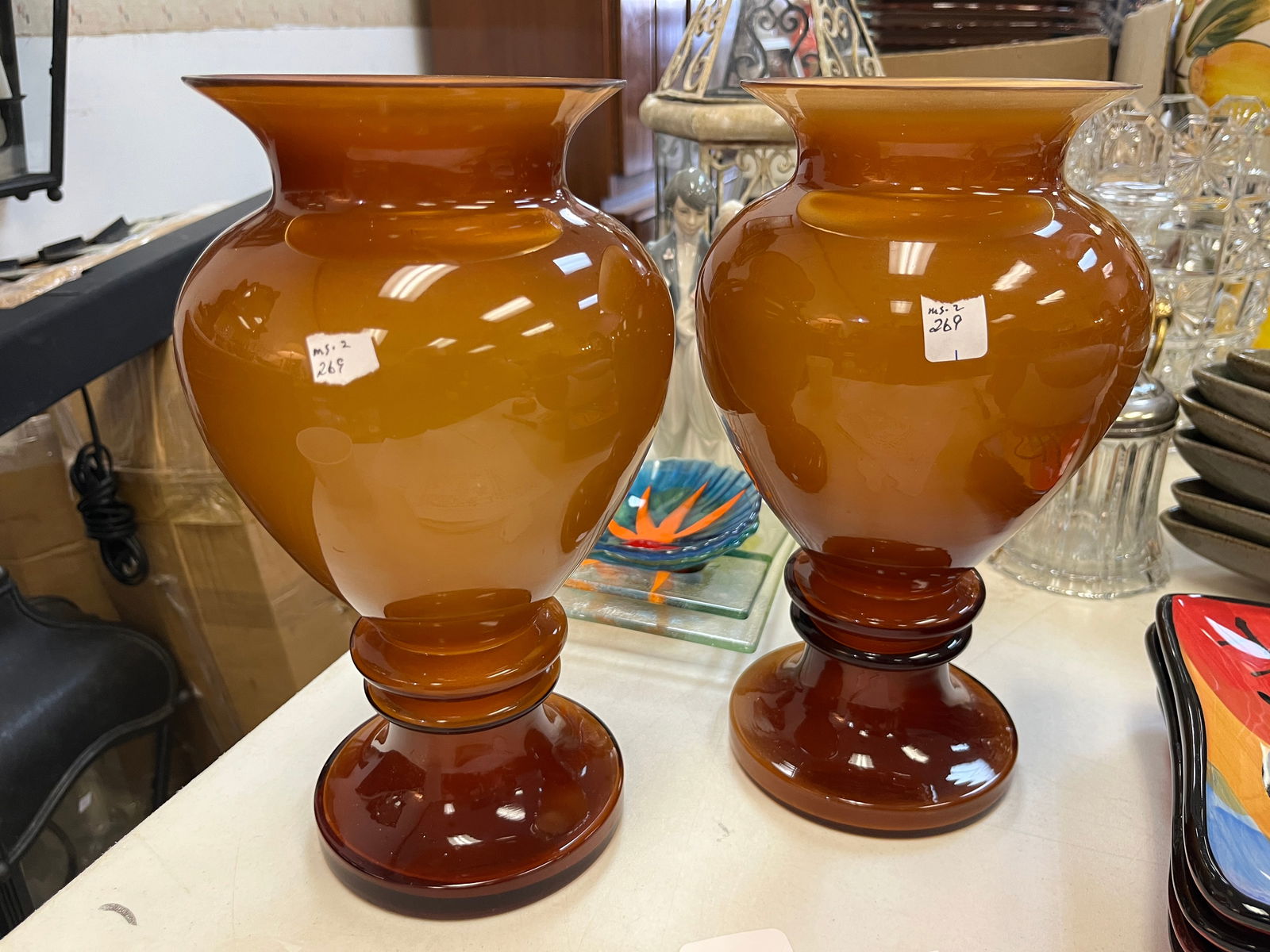 Pr. Amber Glass Urns (1 of 2)