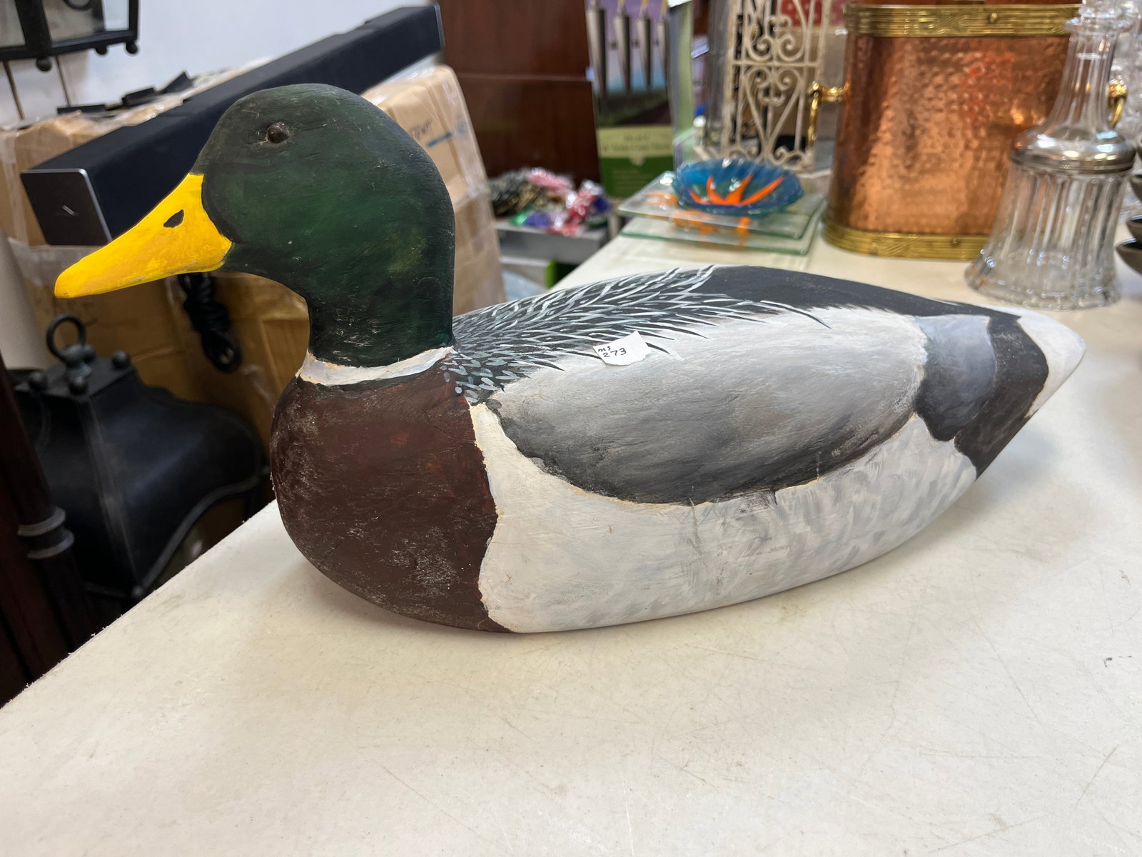 Carved 'Mallard' Duck by Roy Cable: Hand Carved & Painted 'Mallard' Duck' by Roy Cable 1988, 7.5h x 16w x 6d