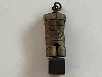 Miguel Berrocal Bronze Puzzle: Bronze Miguel Berrrocal (1933-2006) Vintage 'Micro David' Puzzle Sculpture Key Ring