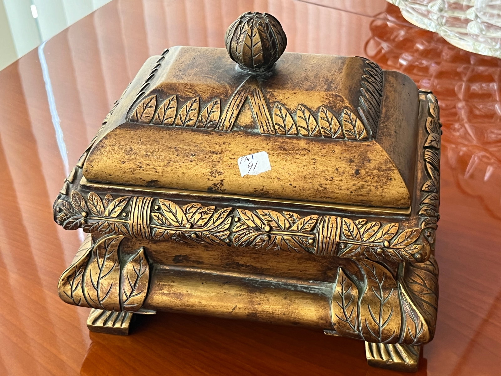Décor Box w/Lid: Gold Decorative Box with Lid, 7h x 9.5w x 6d