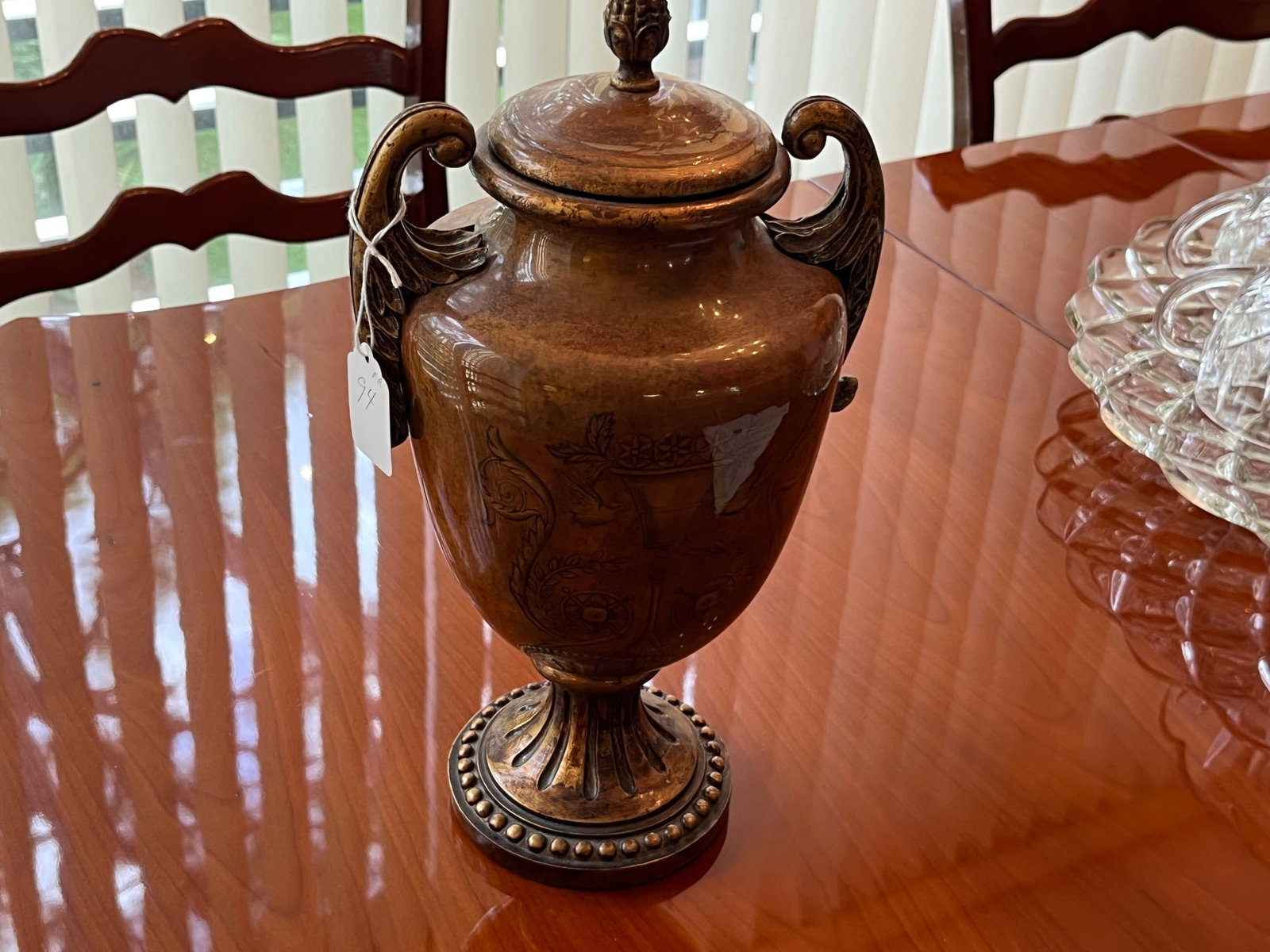 Urn w/Lid: Decorative Urn with Lid, 13h x 7w