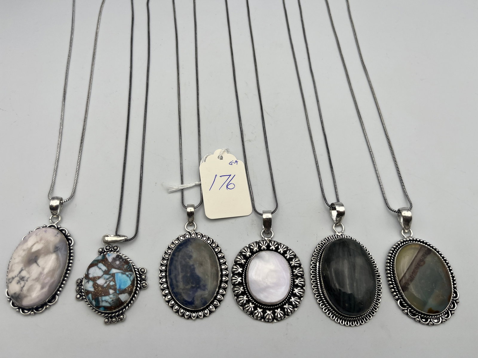 Bag Costume Jewelry: Rhyolite, Labradorite, Dendrite, Mother of Pearl, Sodalite, Turquoise Pendant Necklaces