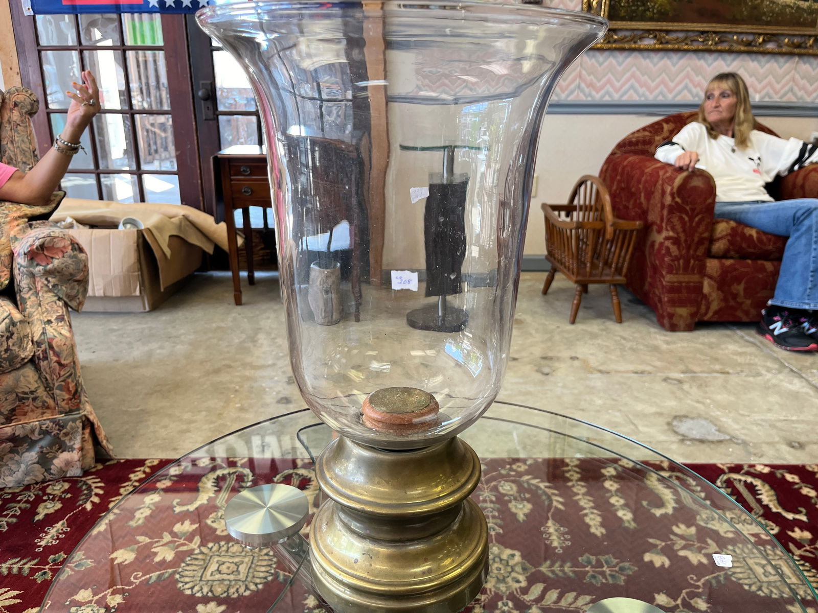 Brass Base Hurricane Lamp (1 of 3)