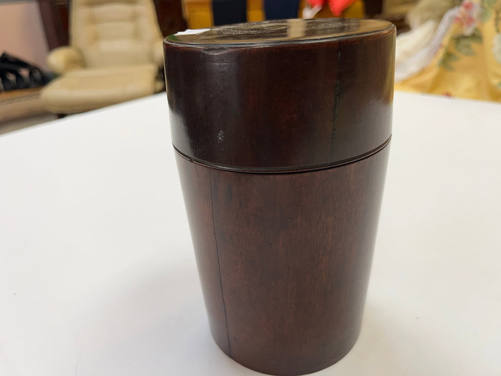 VTG Rosewoodd. Japanese.Chazutsu: VTG. Hand Turned Rosewood Japanese Chazutsu (Tea Caddy)