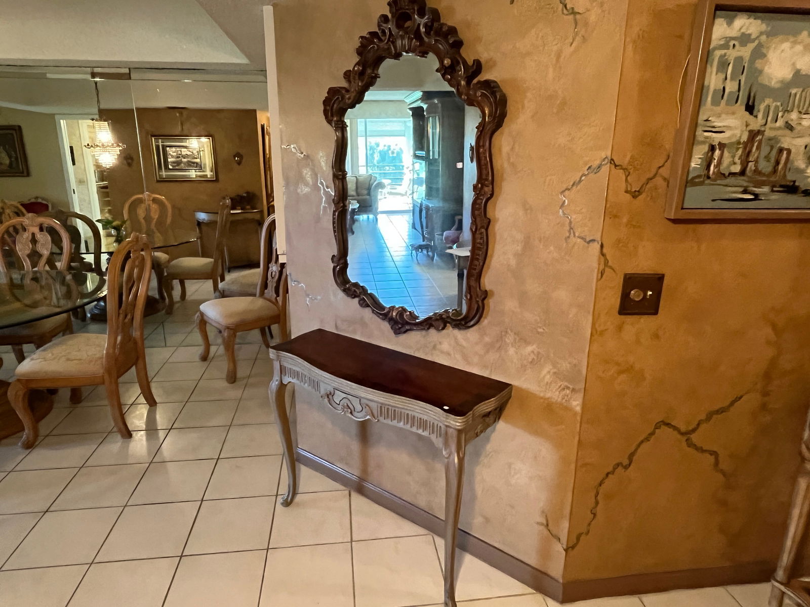 Gold Wall Mirror w/Console Table (1 of 7)