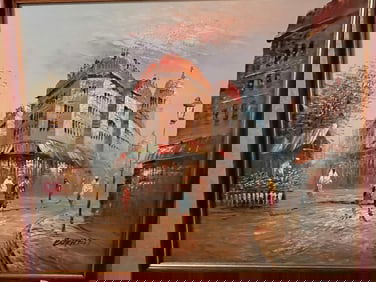 Oil/Canvas 'Paris' by Barnett