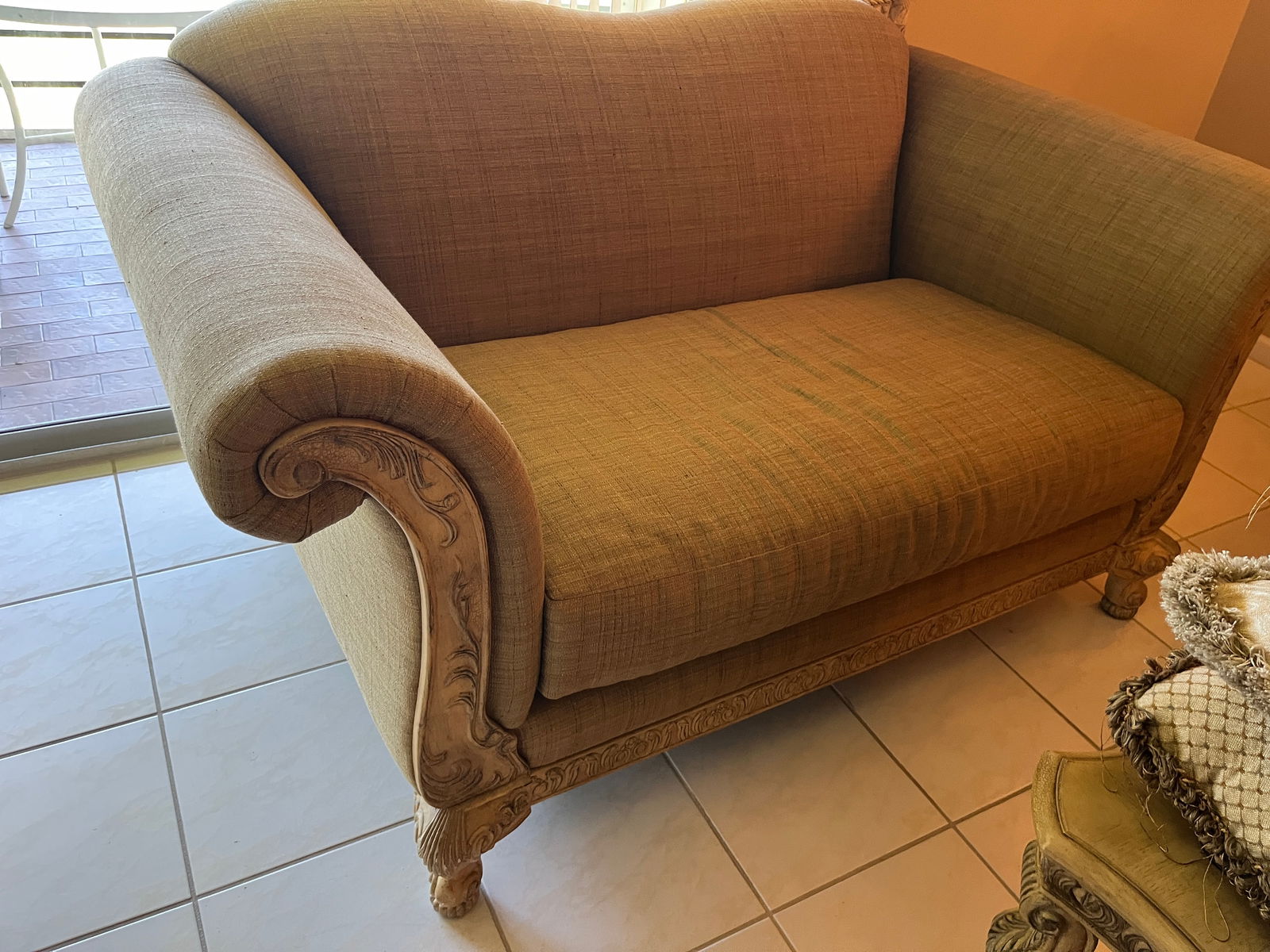 Schnadig Beige Loveseat: Schnadig Beige Loveseat, 36h x 69w x 40d