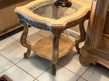 Glass Insered Top End Table