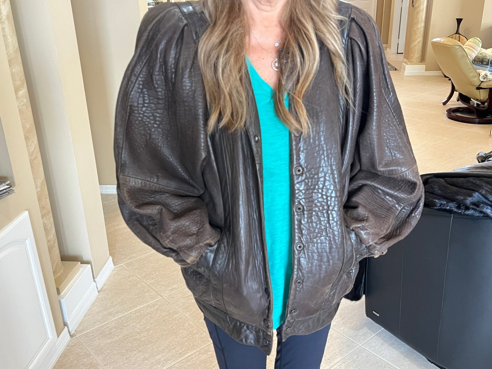 Vakko Leather Coat: Vakko Leather Coat, LG