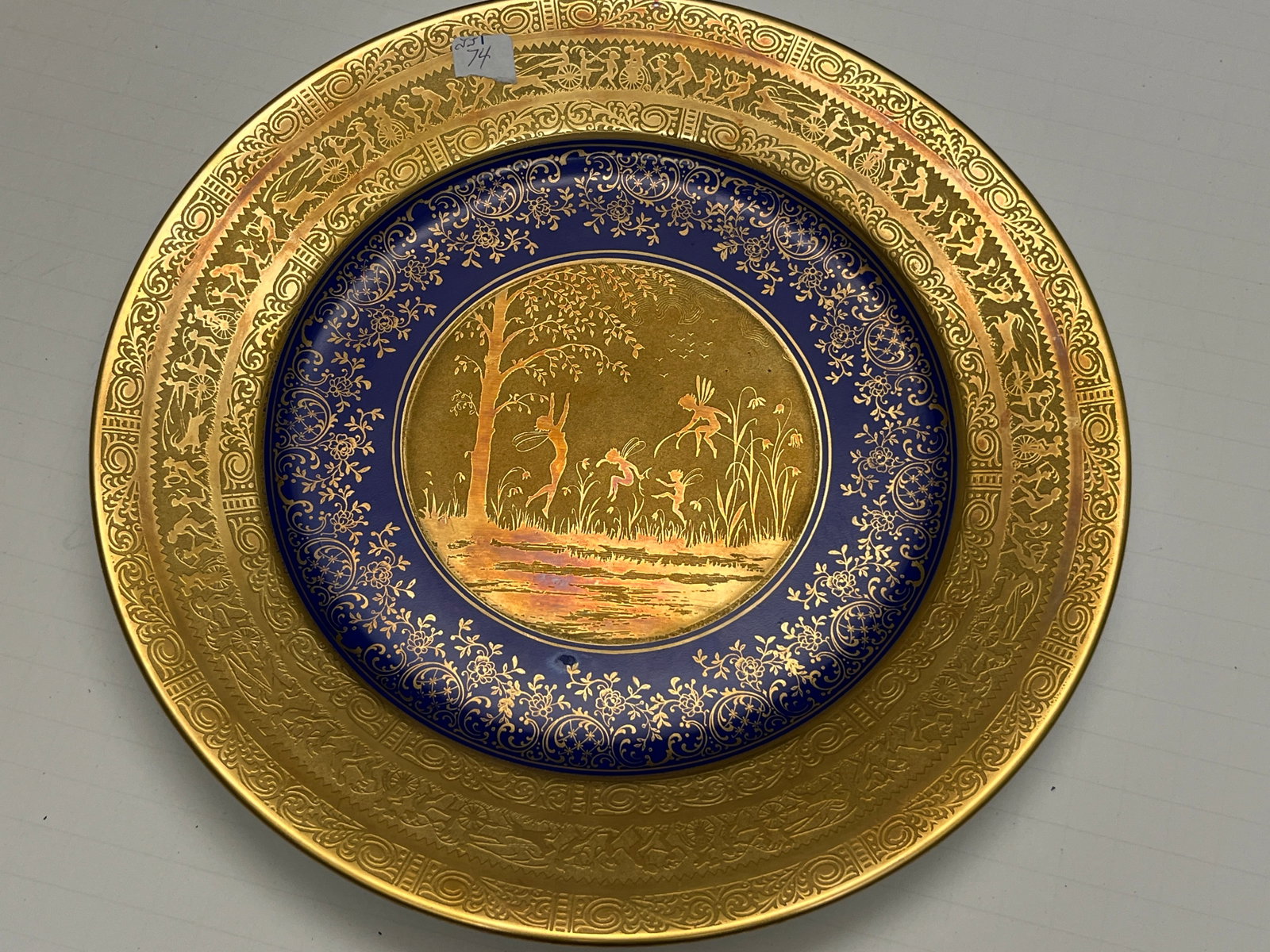Cobalt/Gold Plate: Gold Encrusted Faries, Cobalt Band, 10.25" Bavarian Plate