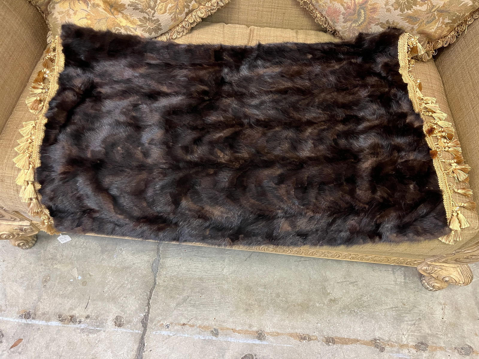 Mink Throw w/Gold Tassels (1 of 3)