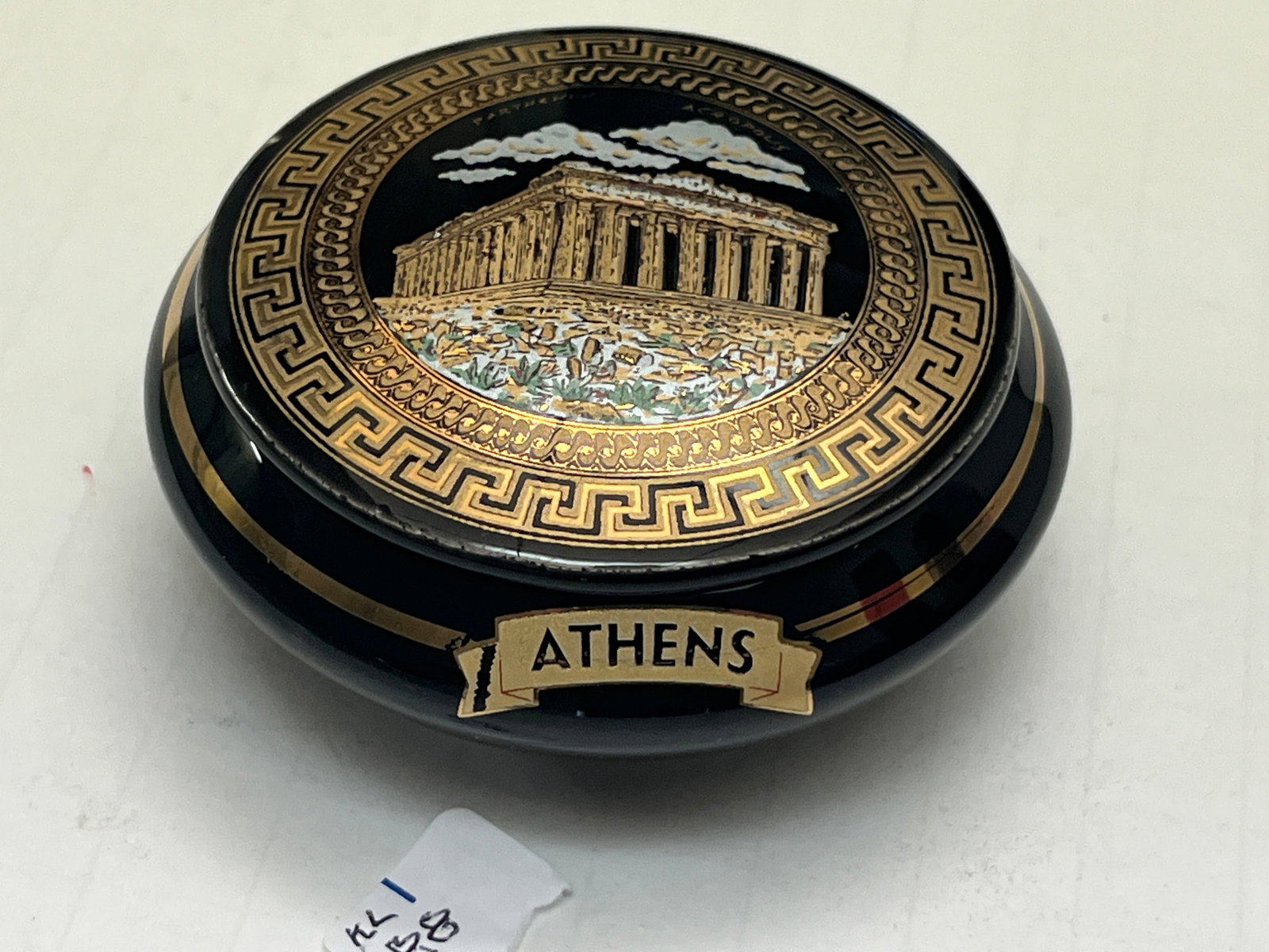 Black 24kt Trinket Box: VTG Black 24kt Trinket Box, 3"w