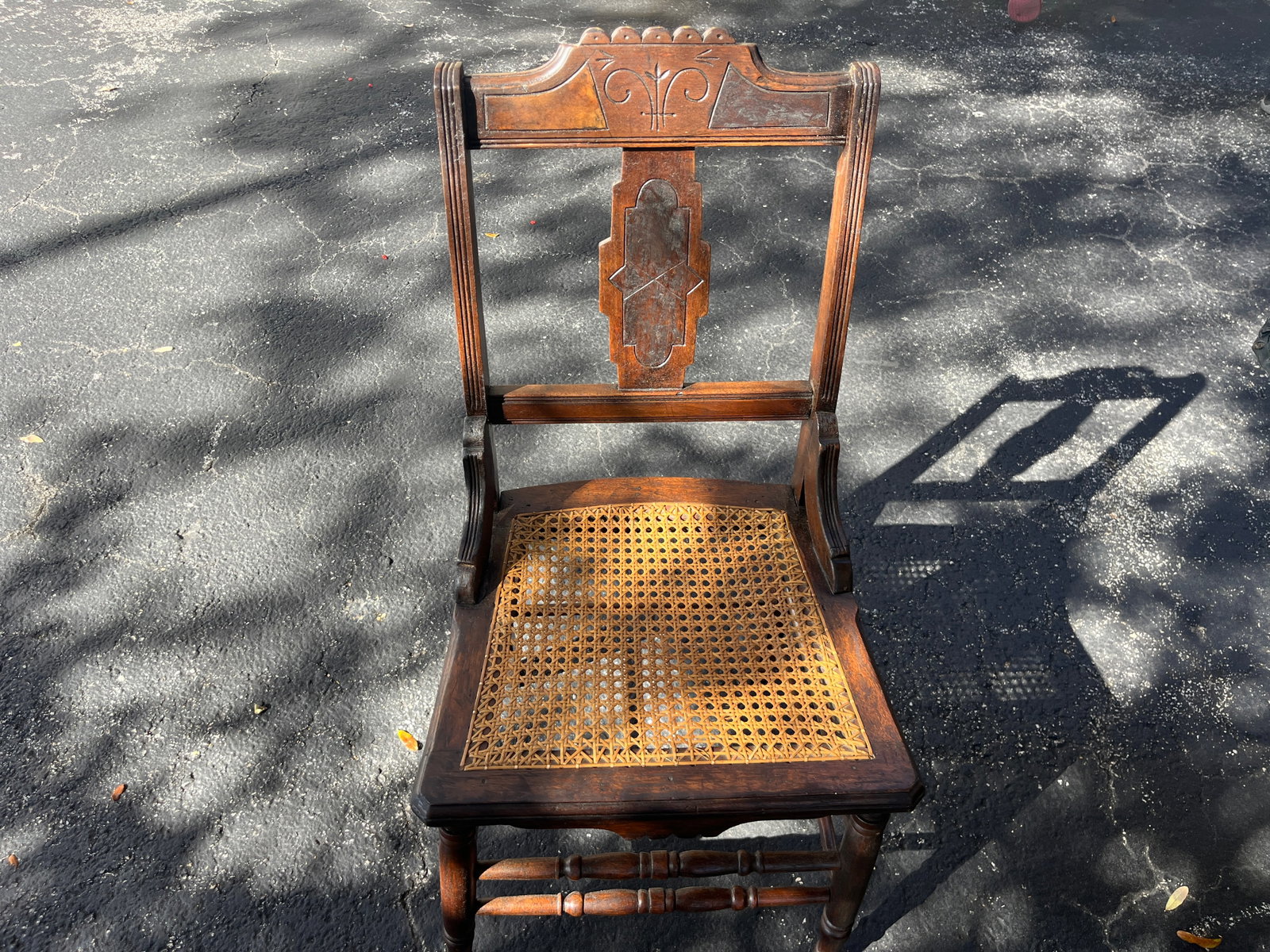Victorian Cane Seat Chair: Antique Victorian Cane Seat Armless Chair, 36x18x16