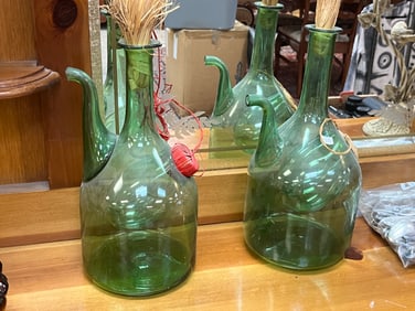 (2) VTG Green Wine Bottles