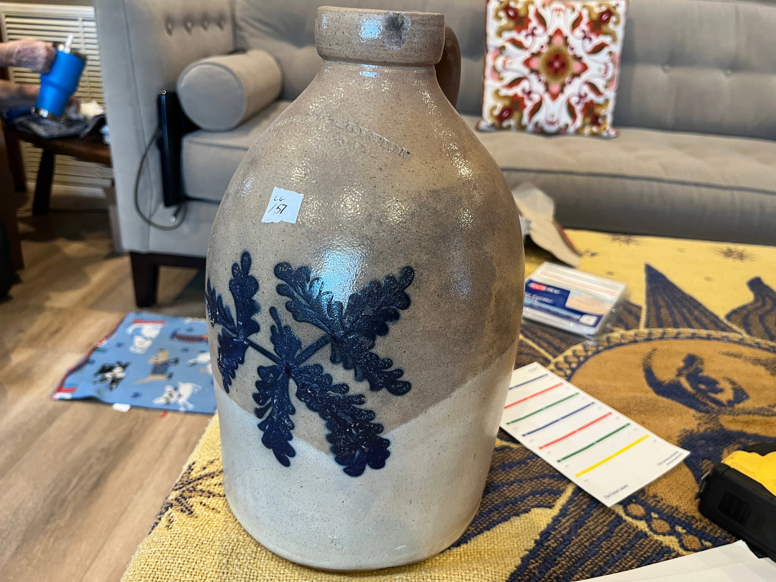 Burlington Stoneware Jug: Antique Burlington 12"h Stoneware Jug