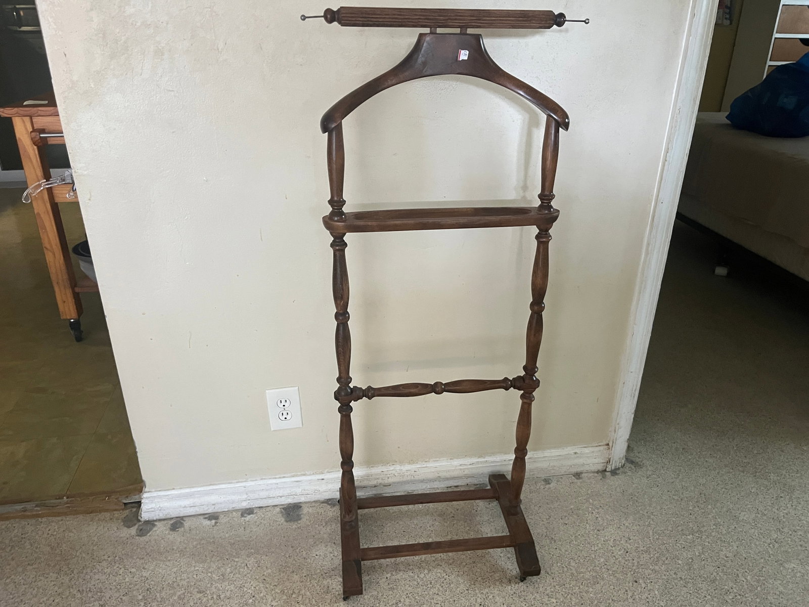 Mahogany Valet Butler Stand: VTG Mahogany Valet Butler Stand-Italy