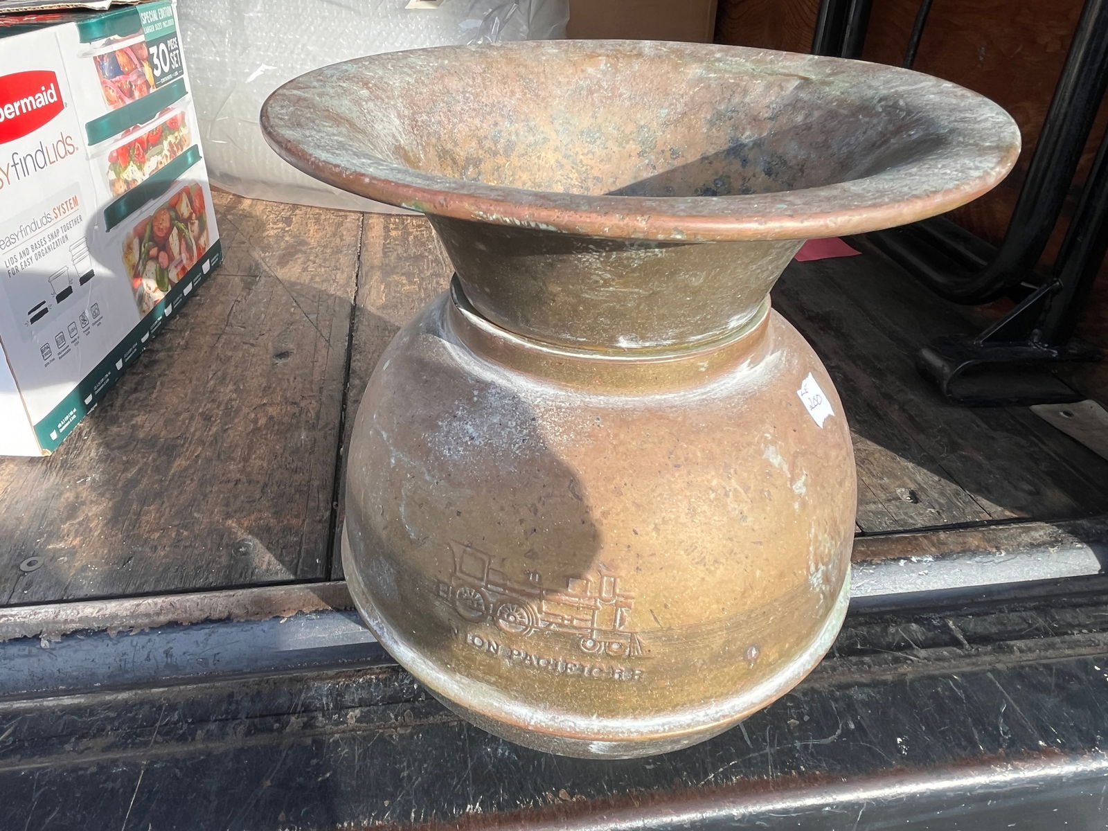 Antique Union Pacific Railroad Spittoon (1 of 3)