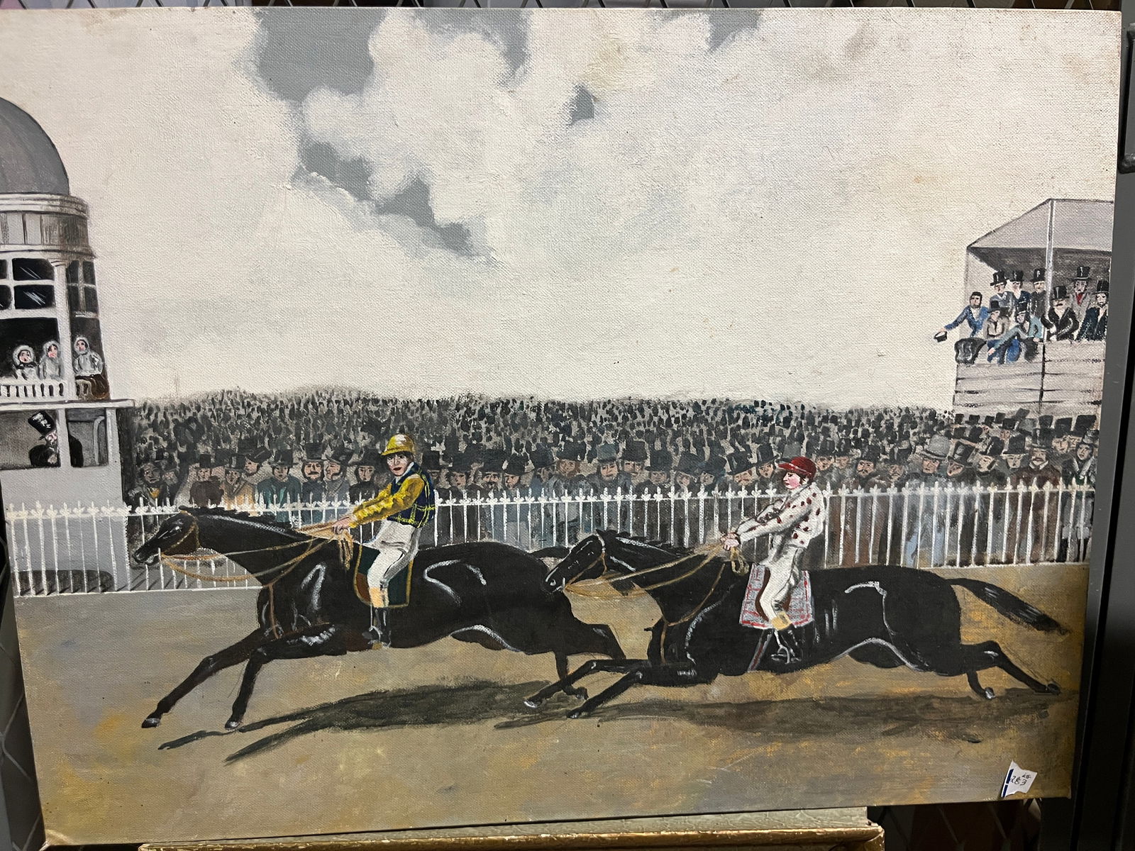 Oil/Panel no frame 'Horse Race' (1 of 2)