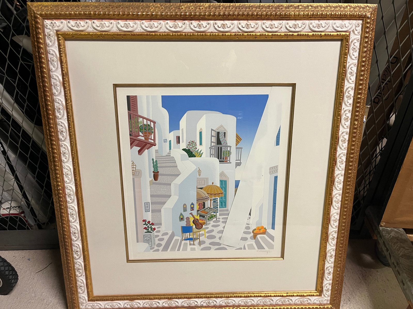 Litho Greek Island House: Litho AP 21/60 'Greek Island House' 18x15 signed LR (unreadable)