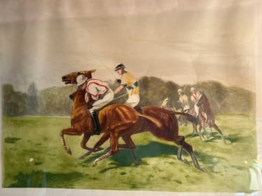 Water Color 'Polo Match' by E.Pechaubes