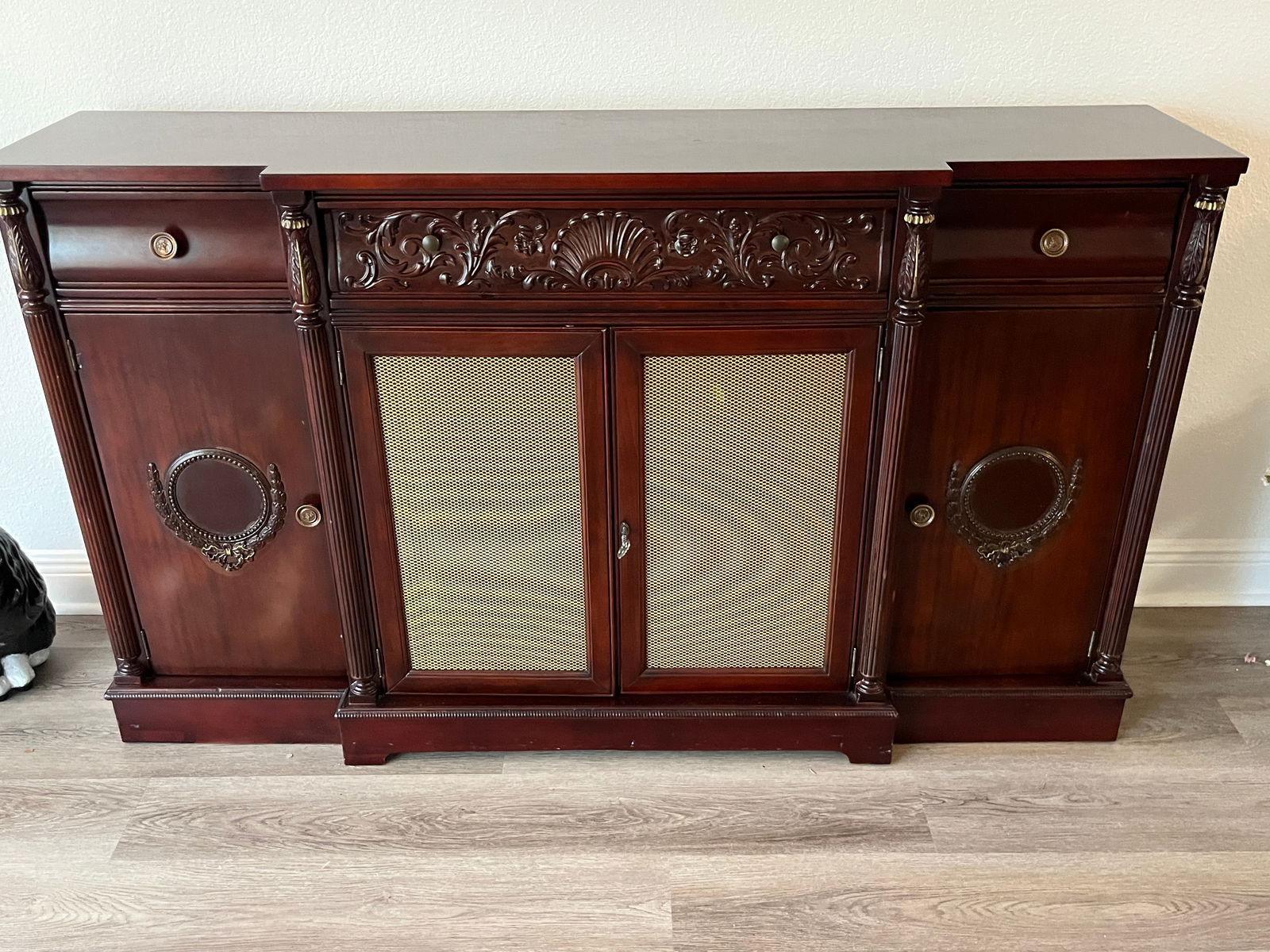 VTG Mahogany Credenza: Vintage Mahogany Credenza, 38h x 6.5w x 16d