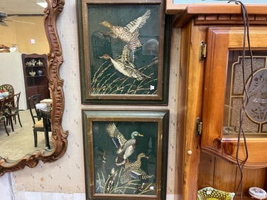 2-Framed Needle Point Mallard Ducks