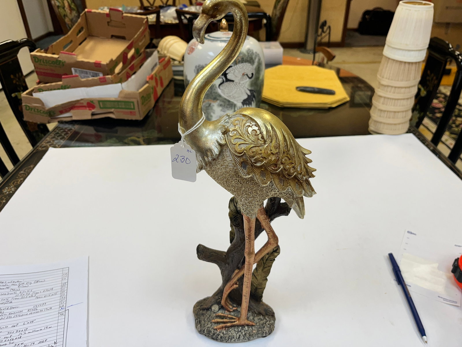 Decorative Flamingo: Decorative Gold Flamingo, 17x6x3