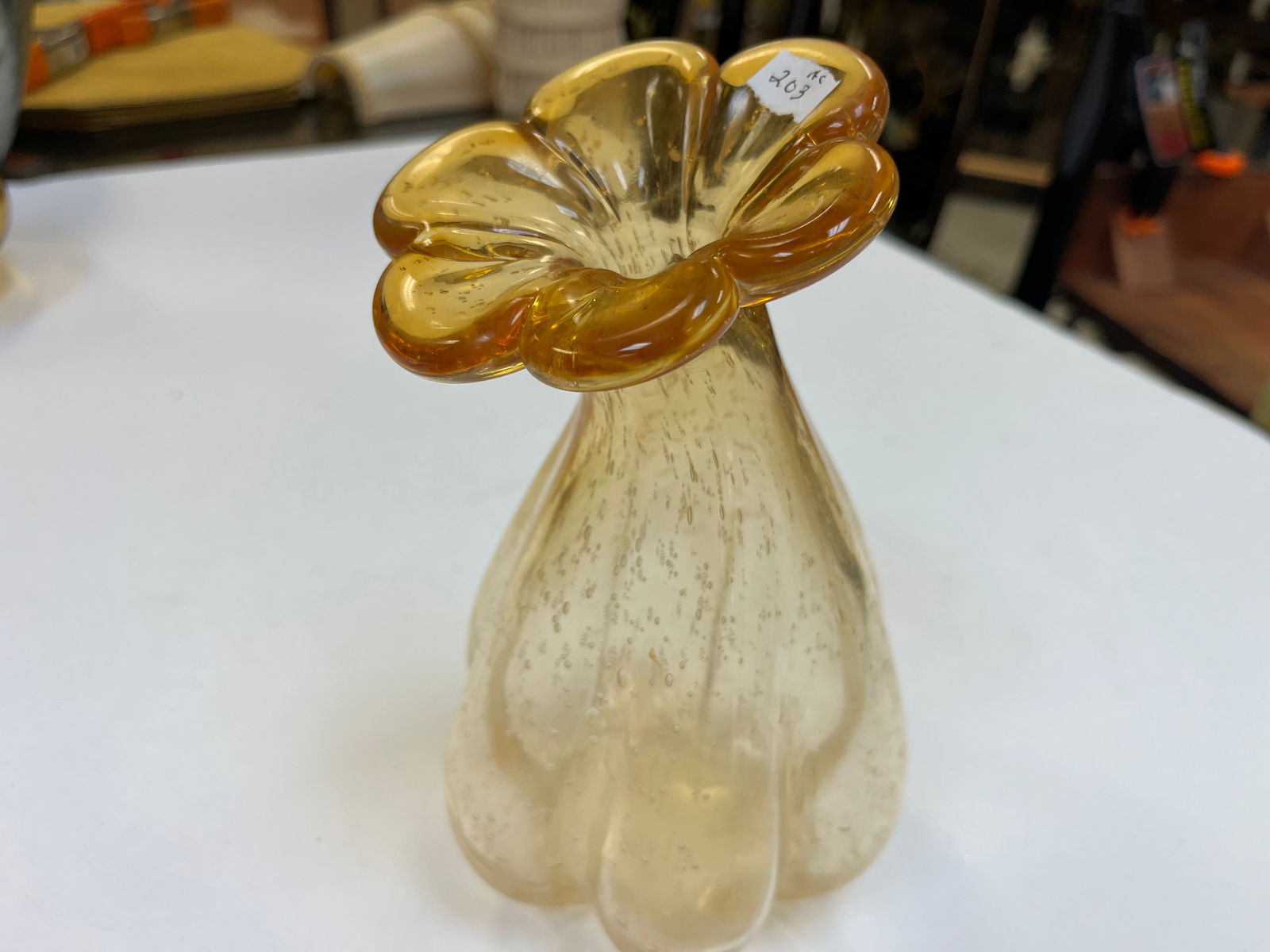 Amber Art Glass Flower Vase (1 of 6)