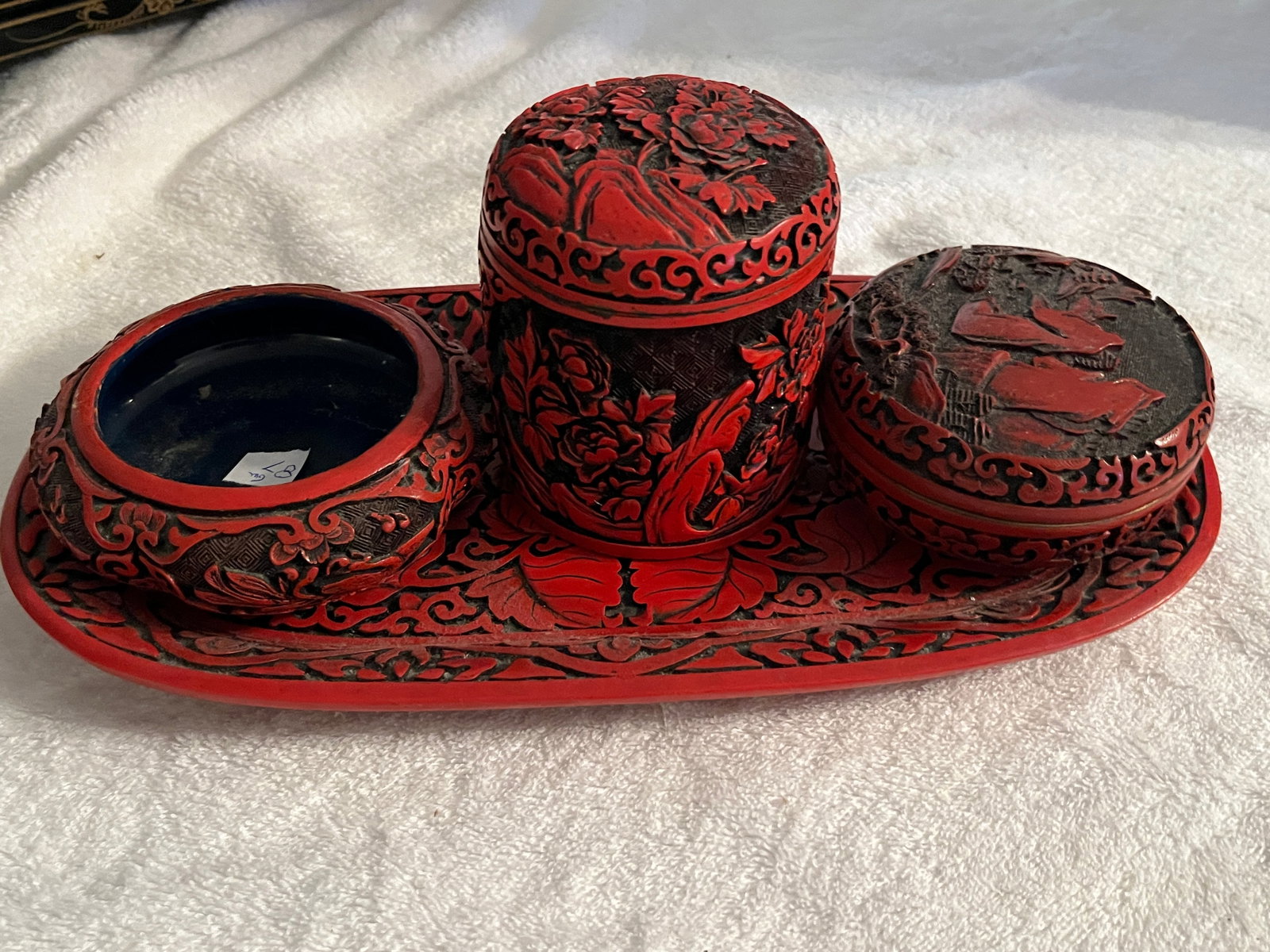 Rare 3-pcs. VTG Cinnabar Humidor Set (1 of 2)