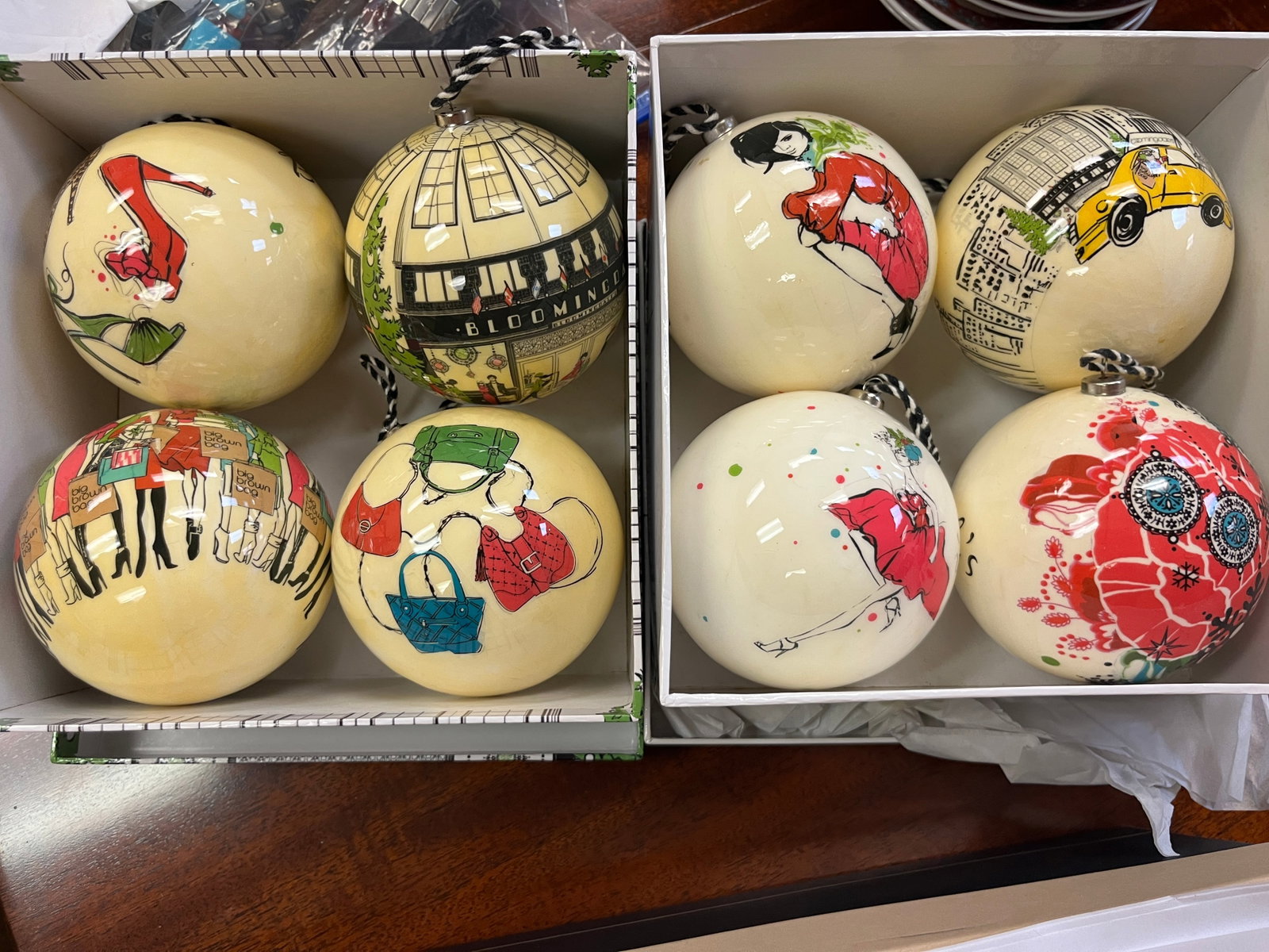 8-Bloomingdales Decoupage Christmas Ornaments: 8-Bloomingdales Decoupage Christmas Ornaments10405
