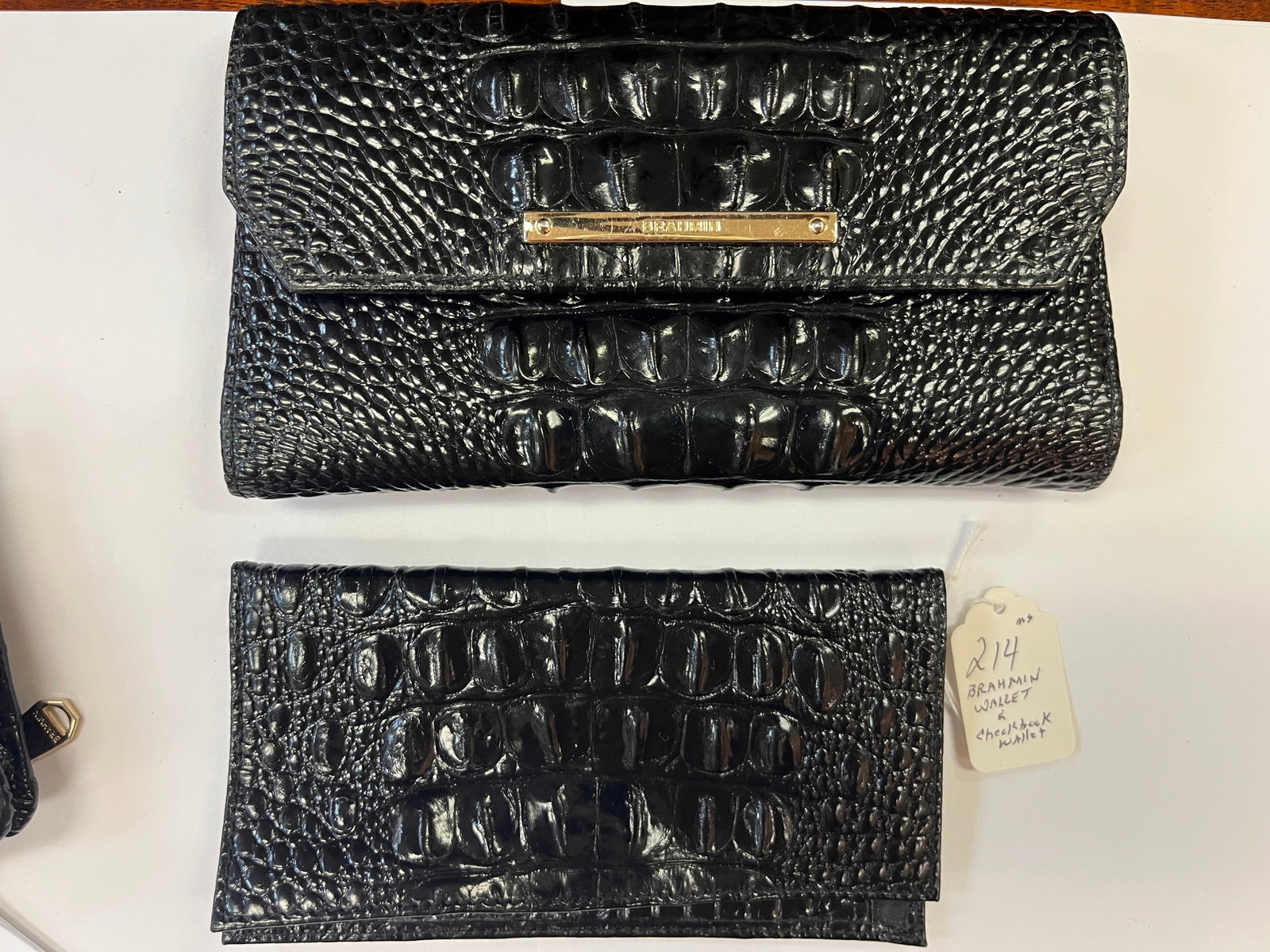 BRAHMIN Alligator Tri fold Handbag: BRAHMIN Alligator Tri-fold with Checkbook Wallet