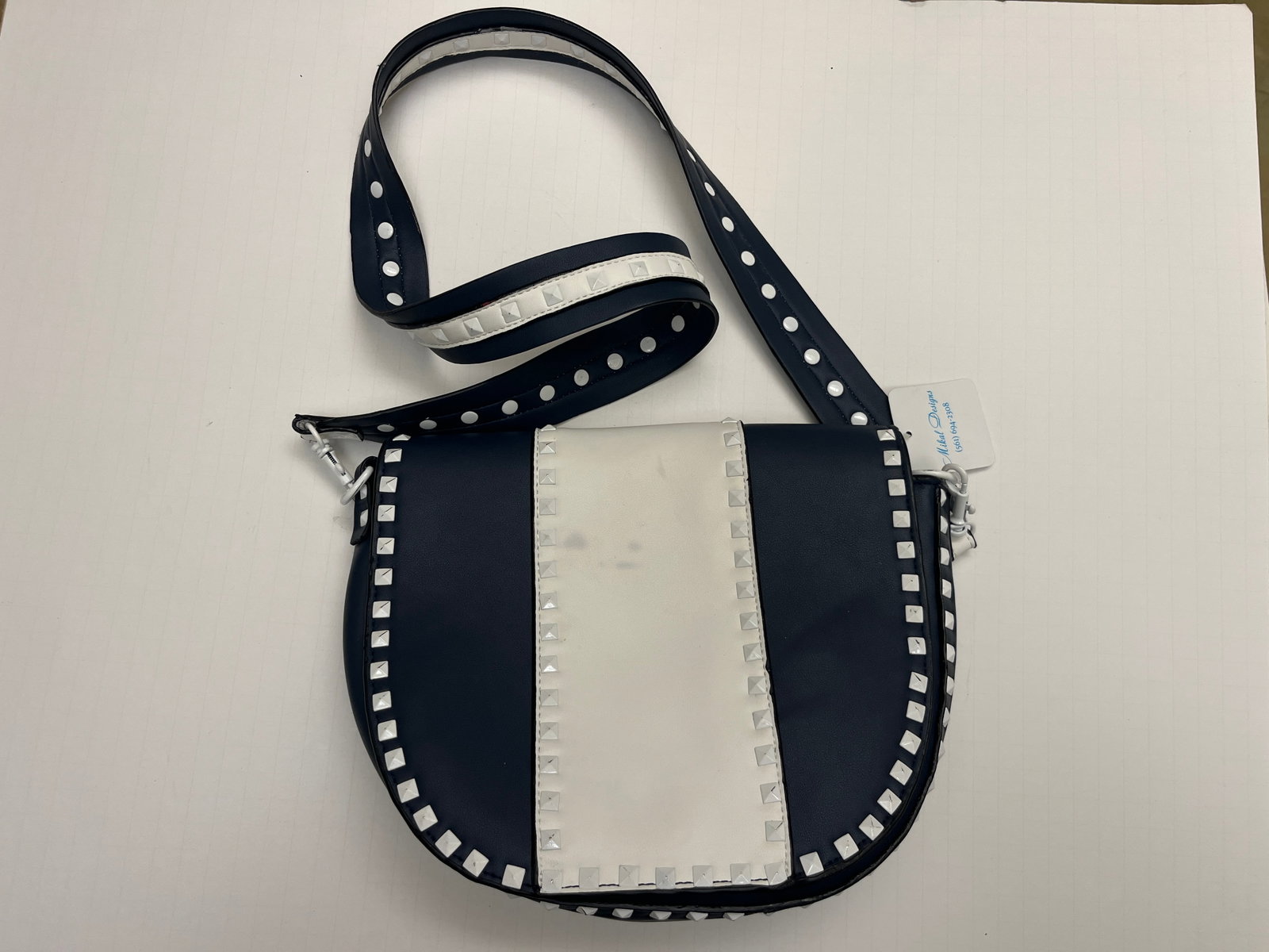 Navy Blue/White Handbag: Navy Blue/White Handbag