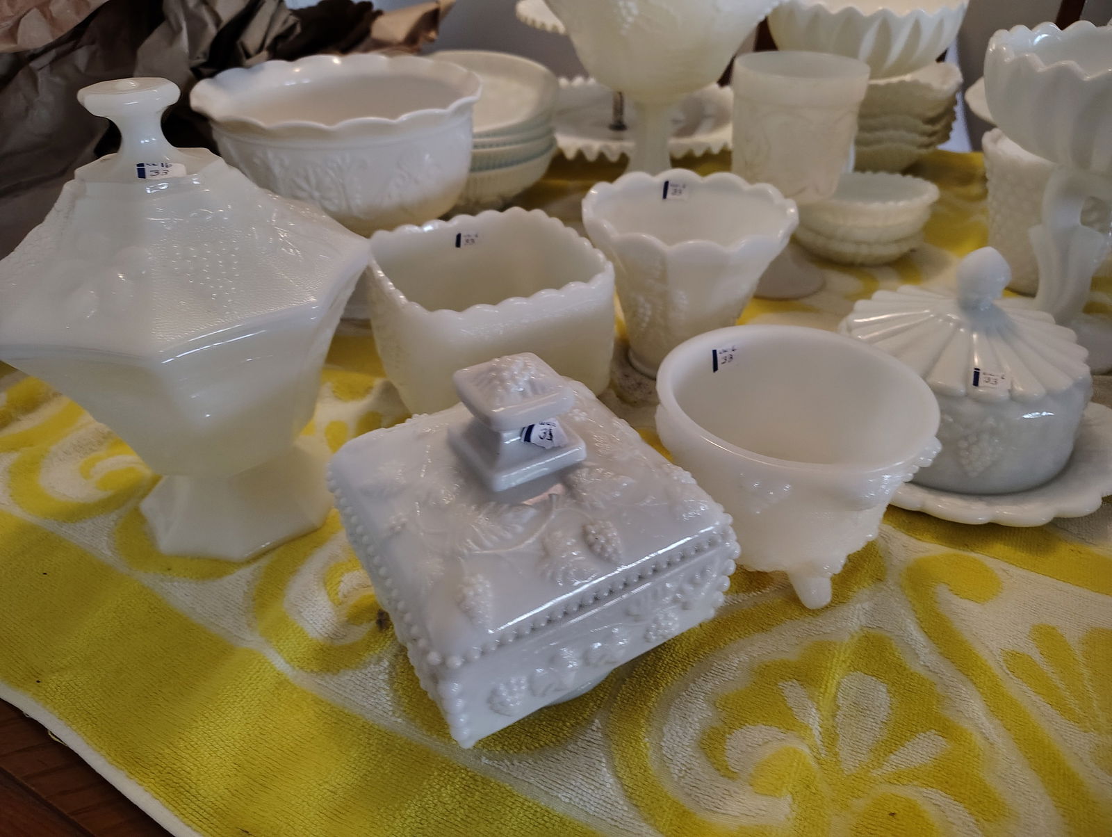 6-Milk Glass with Grape Pattn. (1 of 5)