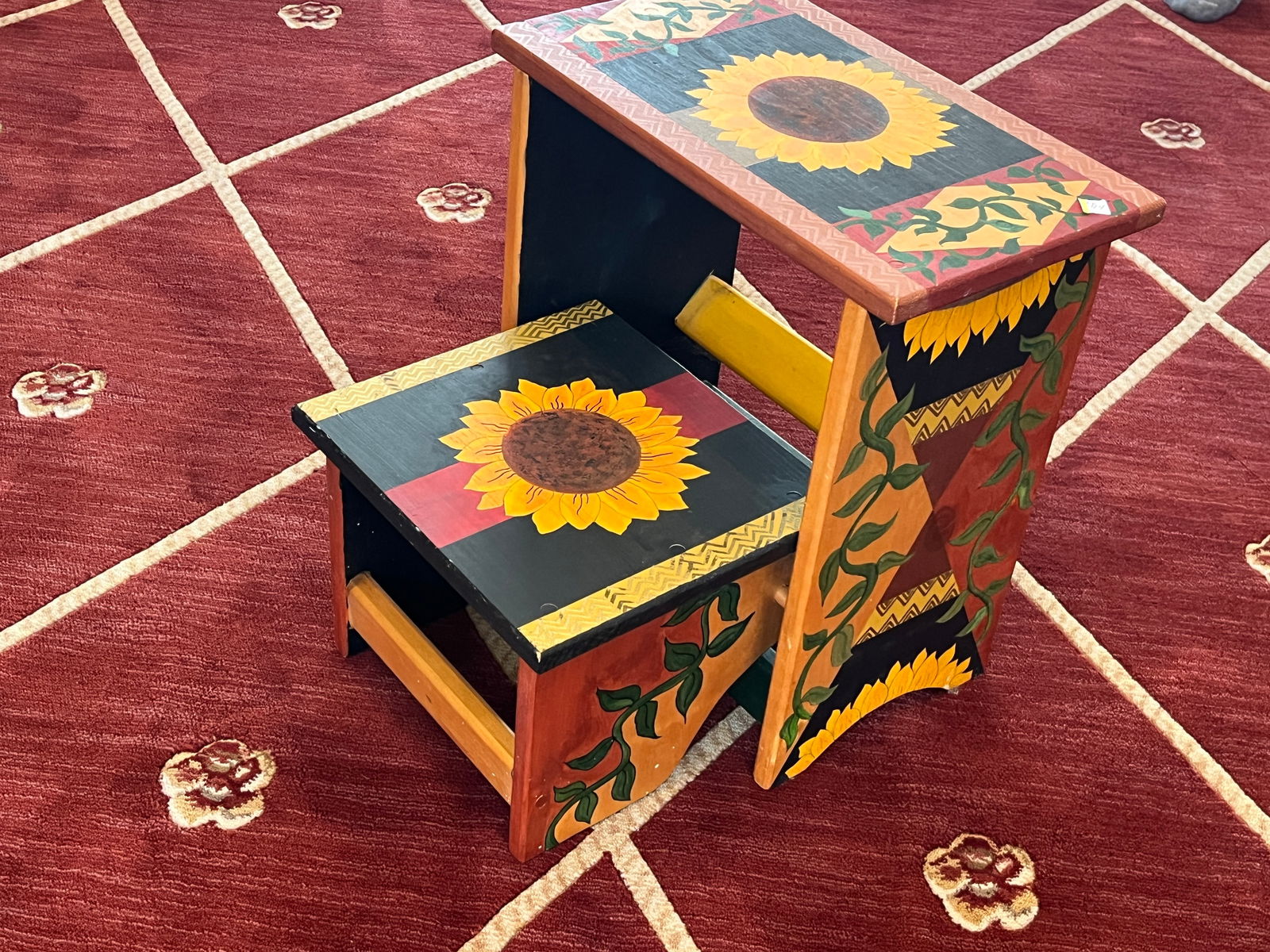 Sun Flower Stepping Stool: Sun Flowers Folding Stepping Stool, 16h x 15w x 9d