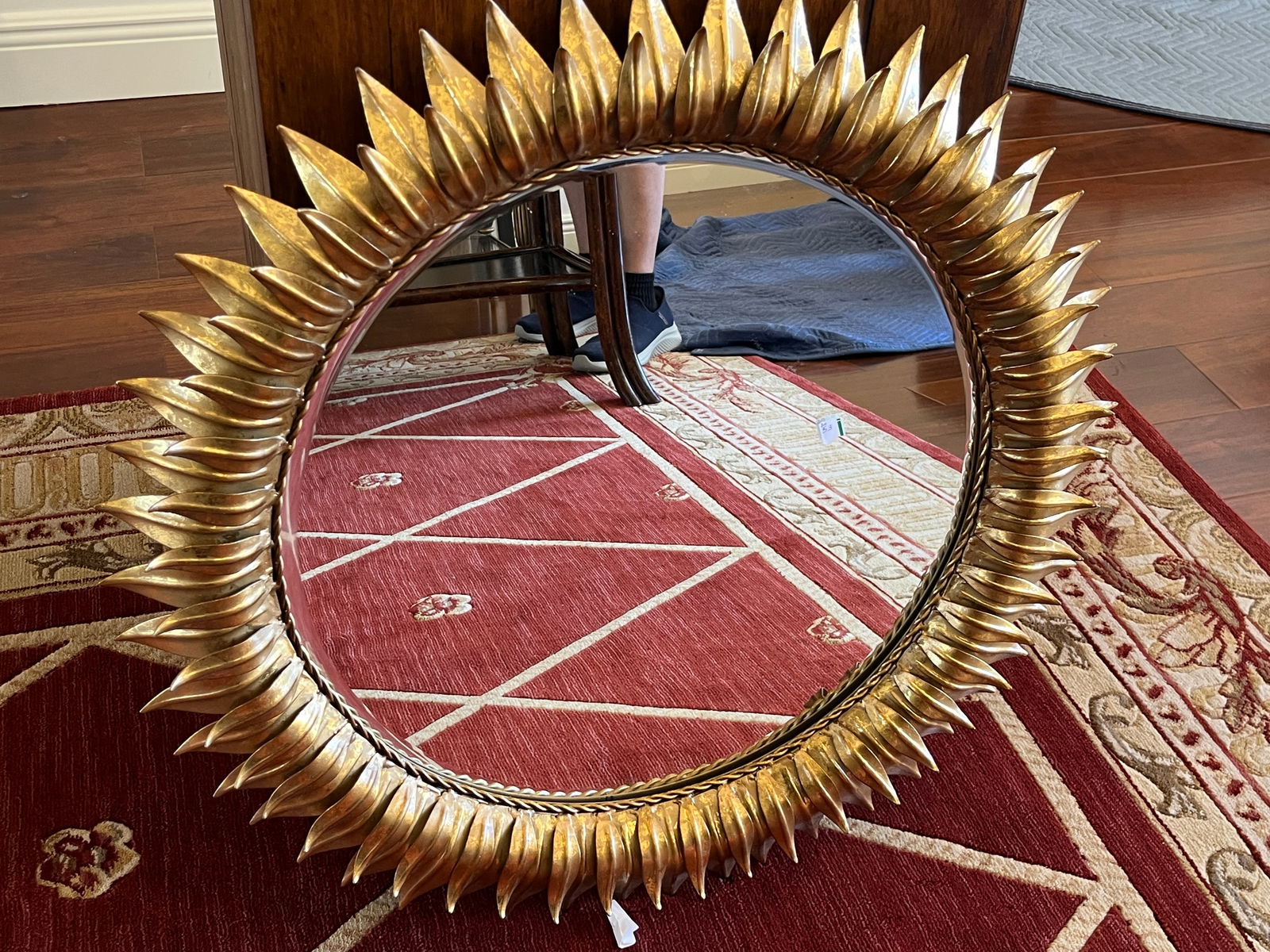 Sun Burst Mirror: Gold Metal Sun Burst Mirror, 28"dia. 2"deep
