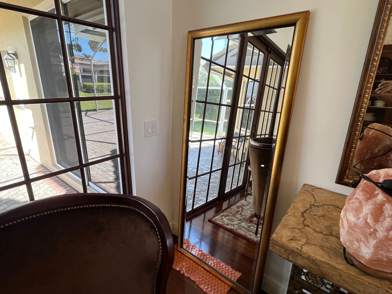 Tall Gld. Frame Beveled Mirror: Gold Frame Beveled Mirror, 71.5x30.5