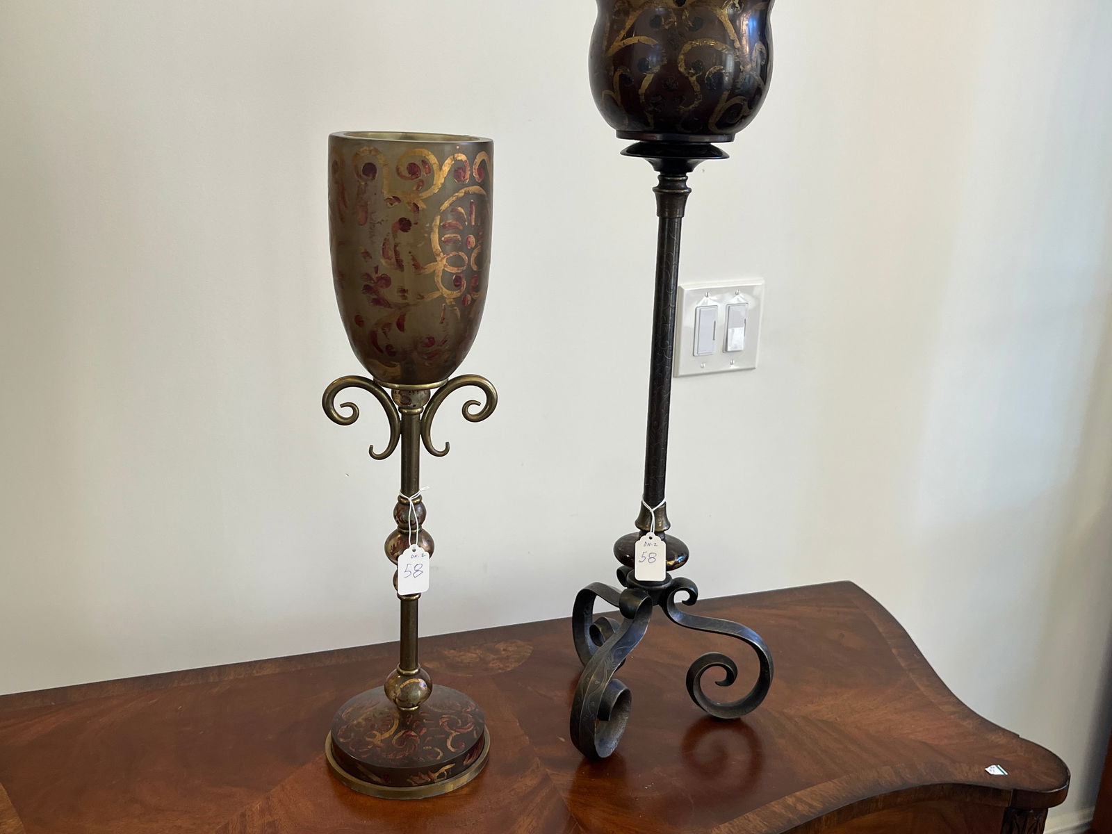 2-Unlike Hand Painted Candle Holders (1 of 5)