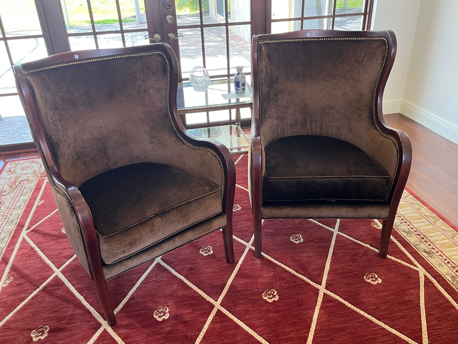 2-Massoud Wing Chairs: Pair Massoud Wing Chairs