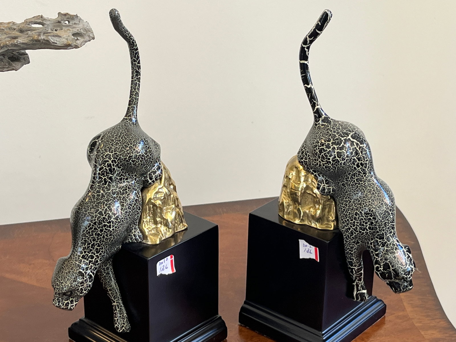 Pair Deco Style Jaguar Bookends: Pair Deco Style Jaguar Bookends, 11"h