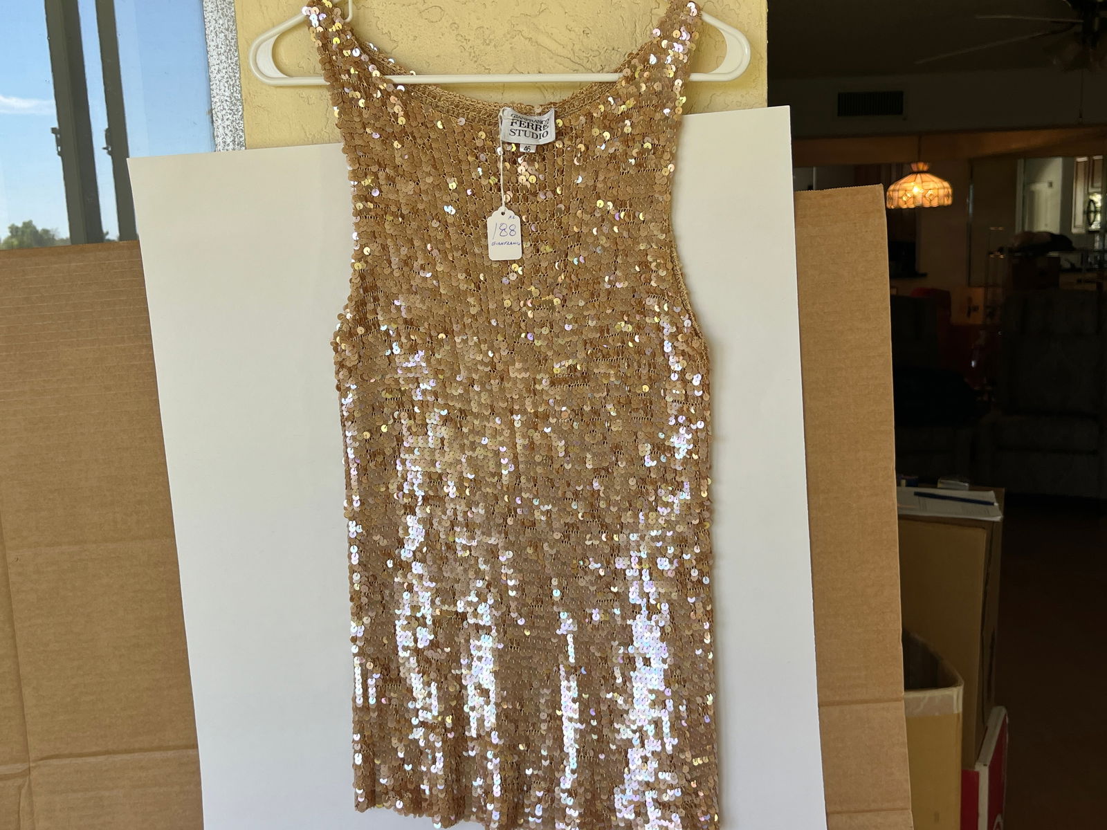 GIANFRANCO FERRES Stuio Gold Sequins Tank Top (1 of 8)