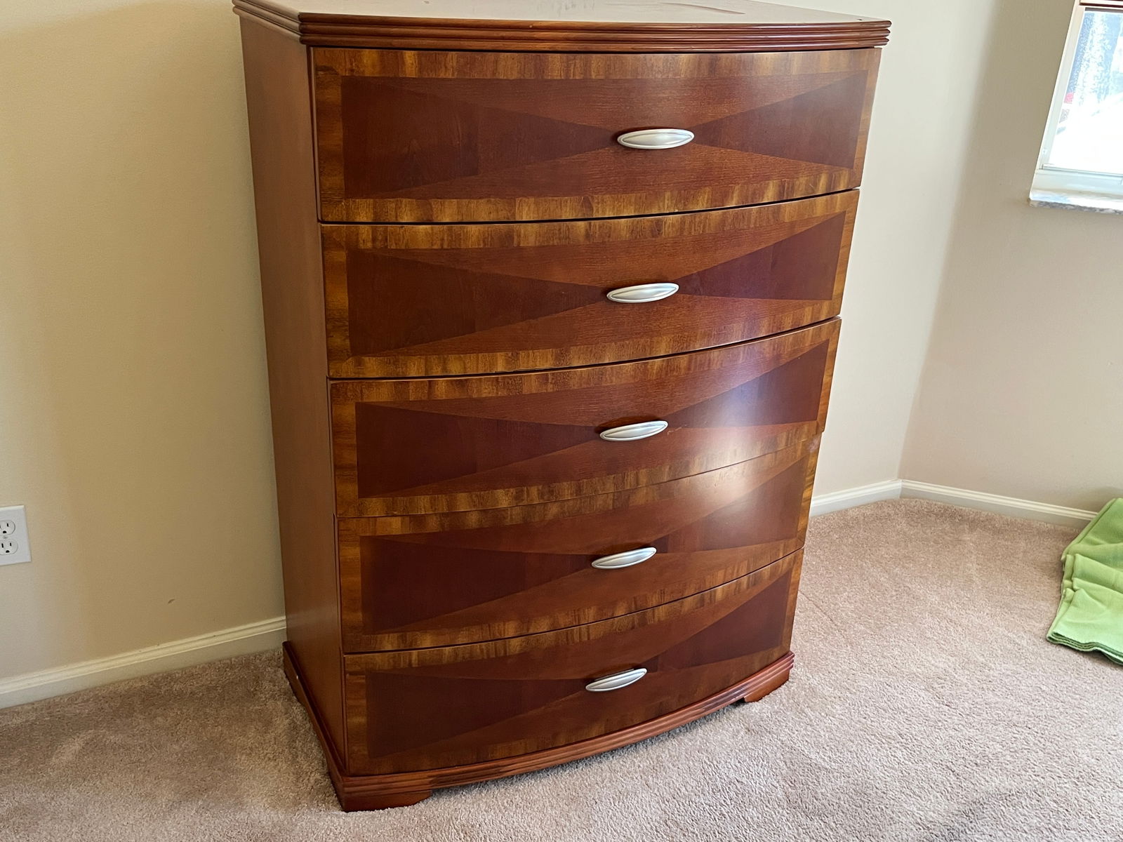Cherrywood Highboy Dresser: Cherrywood 5-Drawer Highboy Dresser, 50h x 36.5w x 20d