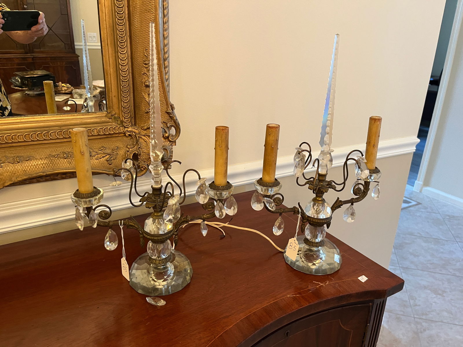 Pr.Crystal Hanging Candelabras (1 of 3)