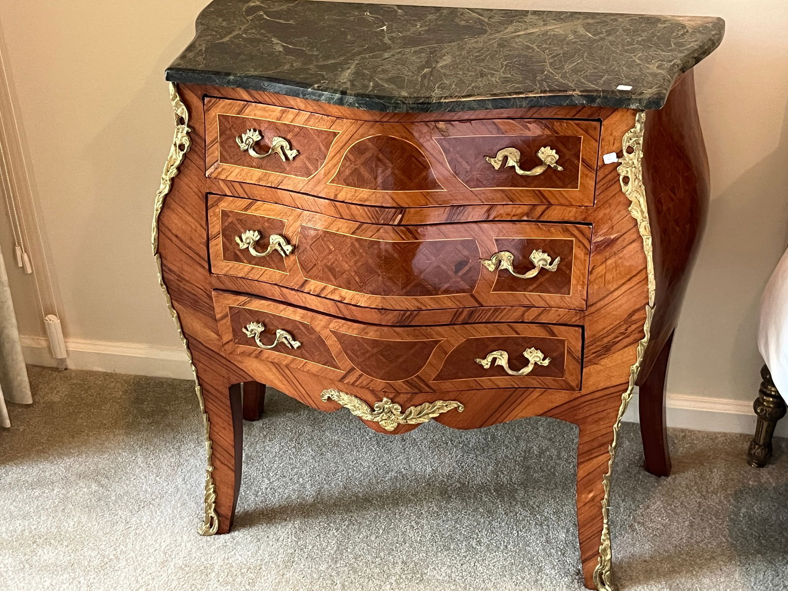 Gr.Marble Top Louis XV Bombay Commode Chest (1 of 5)