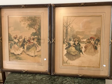 (2)VTG Gold Frame Prints