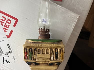 VTG Franciscan Trolley Car Oil Lamp