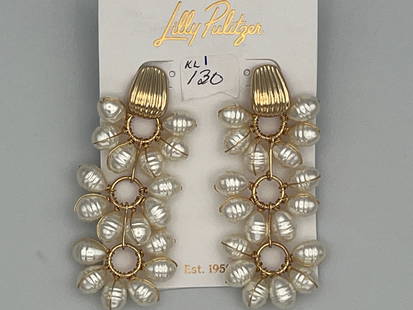 Lilly Pultizer Pearl Earrings: Lilly Pulitzer Gold Faux Pearl Earrings
