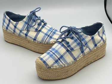 Tory Burch Blue Plaid Shoes