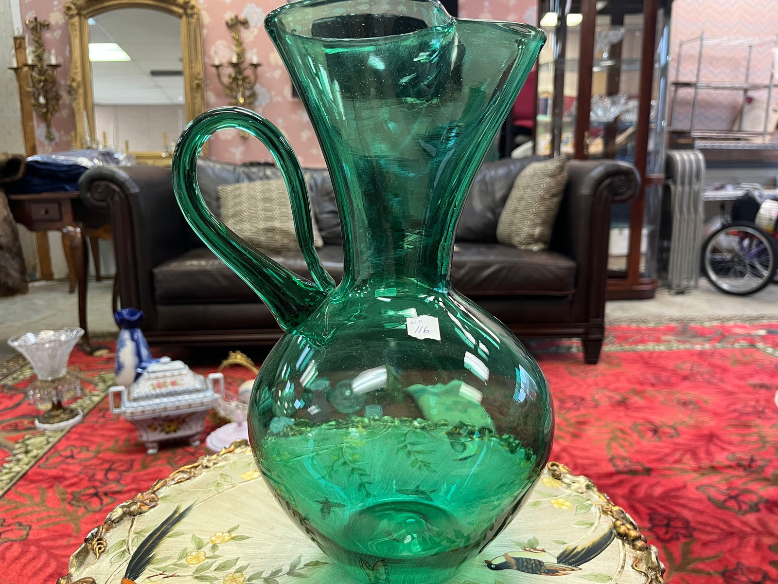 Mid Cent. Gr. Hand Blown Pitcher (1 of 3)